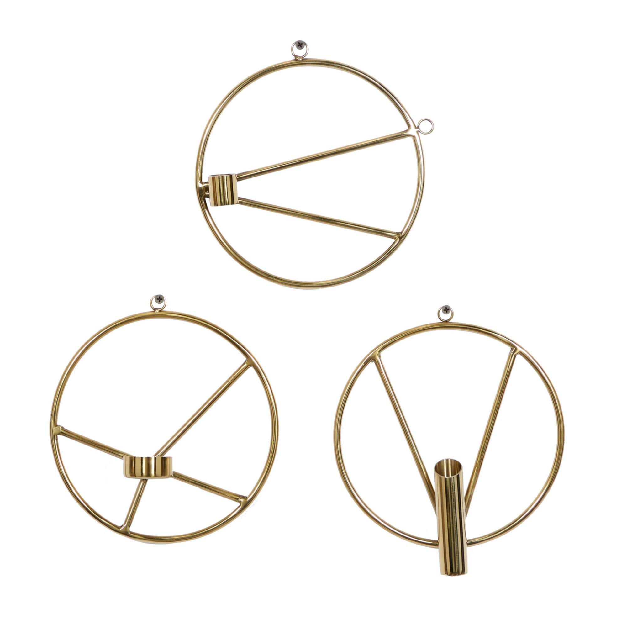 Set of 3 Gold Stainless Steel Modern Wall Sconce, 8" x 8"